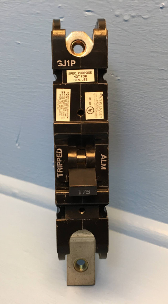 Eaton Heinemann GJ1P-Z95-5 175A Circuit Breaker DC Hz 65 Volts 1 Pole 175 Amp (EM2510-1)