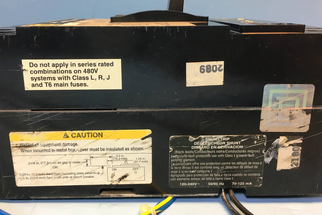 Square D KHP362251380 225A Circuit Breaker w/ Shunt & Aux 600V 3P KAL S2 225 Amp (EM2597-1)