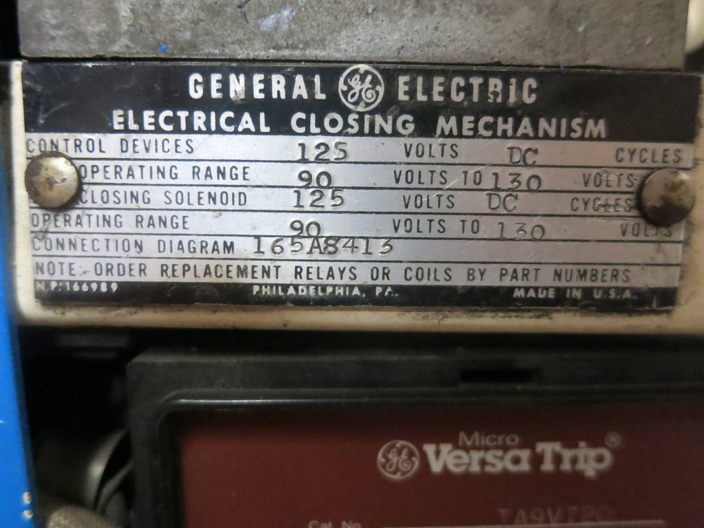 General Electric AK-2A-25-1 600A Motor Operated 125VDC LI Breaker Air GE 2 A EO (PM2794-1)