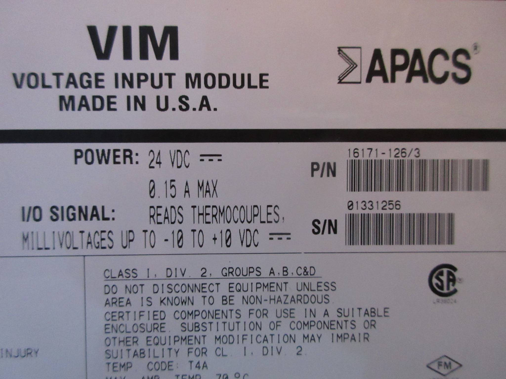 Moore 39VIMCCN 16171-126/3 APACS VIM Voltage Input Module Siemens PLC ROM 3.02 (TK3585-1)