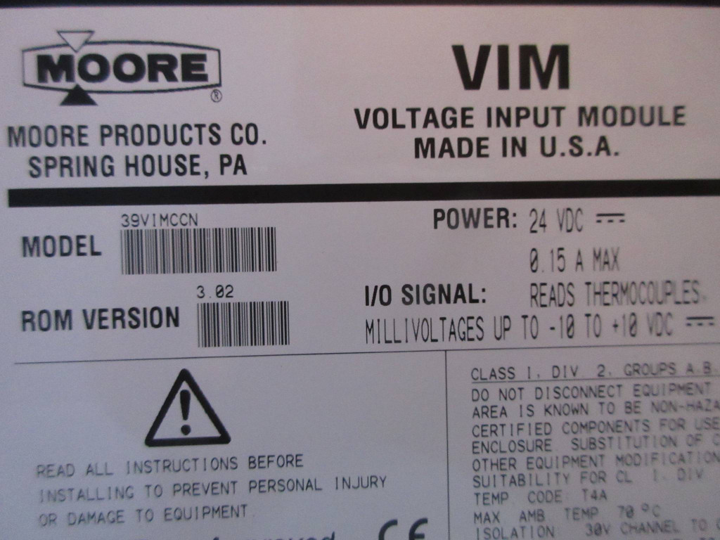 Moore 39VIMCCN 16171-126/3 APACS VIM Voltage Input Module Siemens PLC ROM 3.02 (TK3585-1)