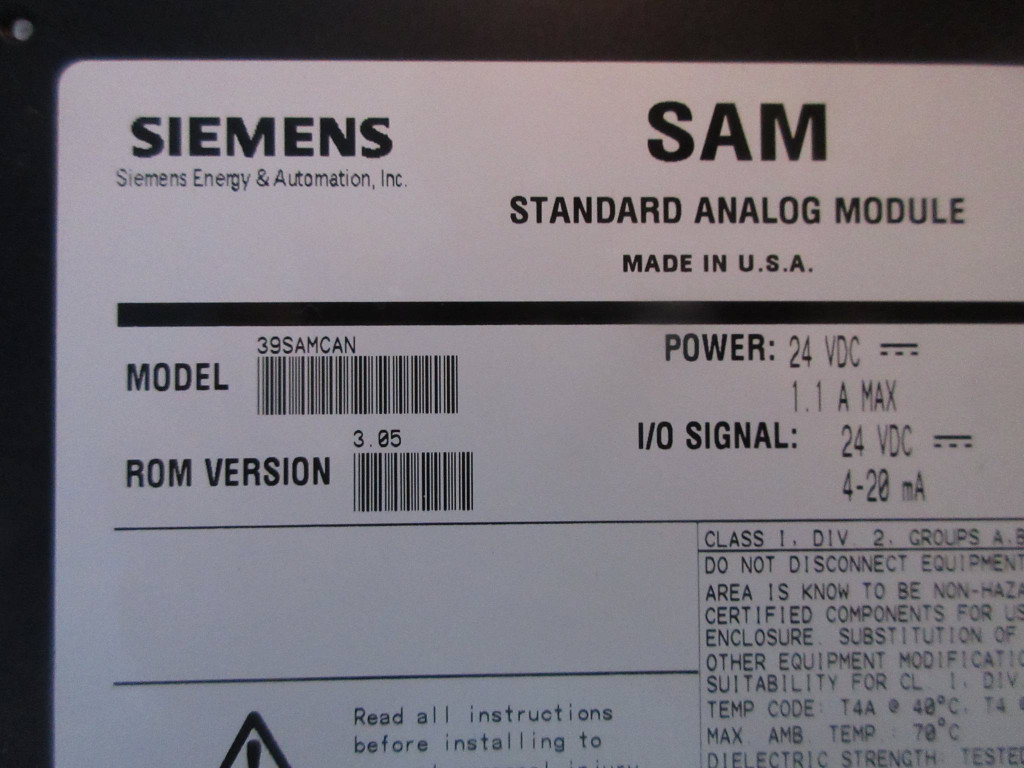 Siemens 39SAMCAN 16133-71/13 APACS+ SAM Standard Analog Module Moore ROM 3.05 (TK3583-1)