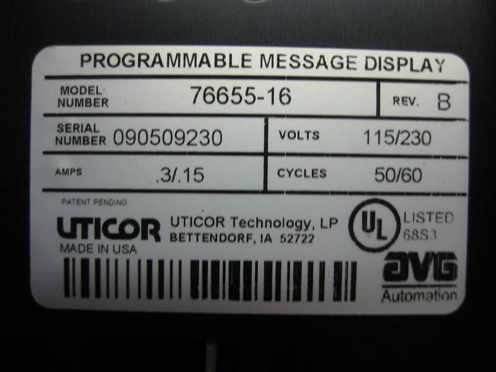 Uticor PMD 370 NEW Programmable Message Display 7665516 NIB PMD370 (EBI4882-1)