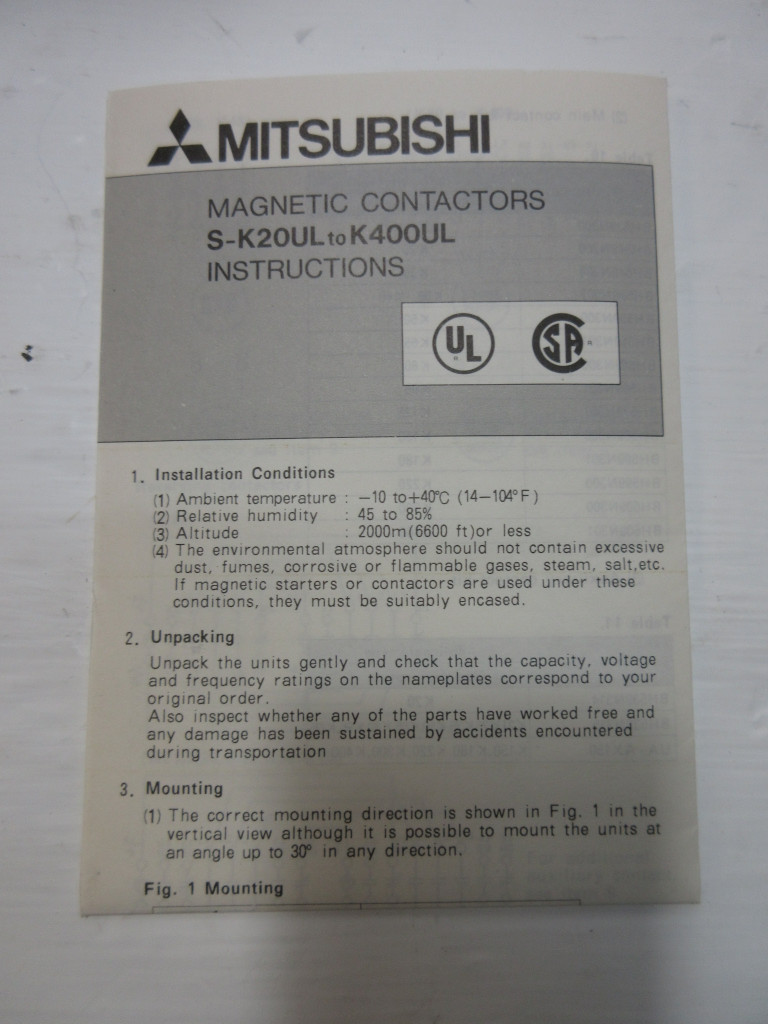 New Mitsubishi S-2xK25 Reversing Magnetic Contactor Switch S-K25 120V Coil NIB (TK4327-2)