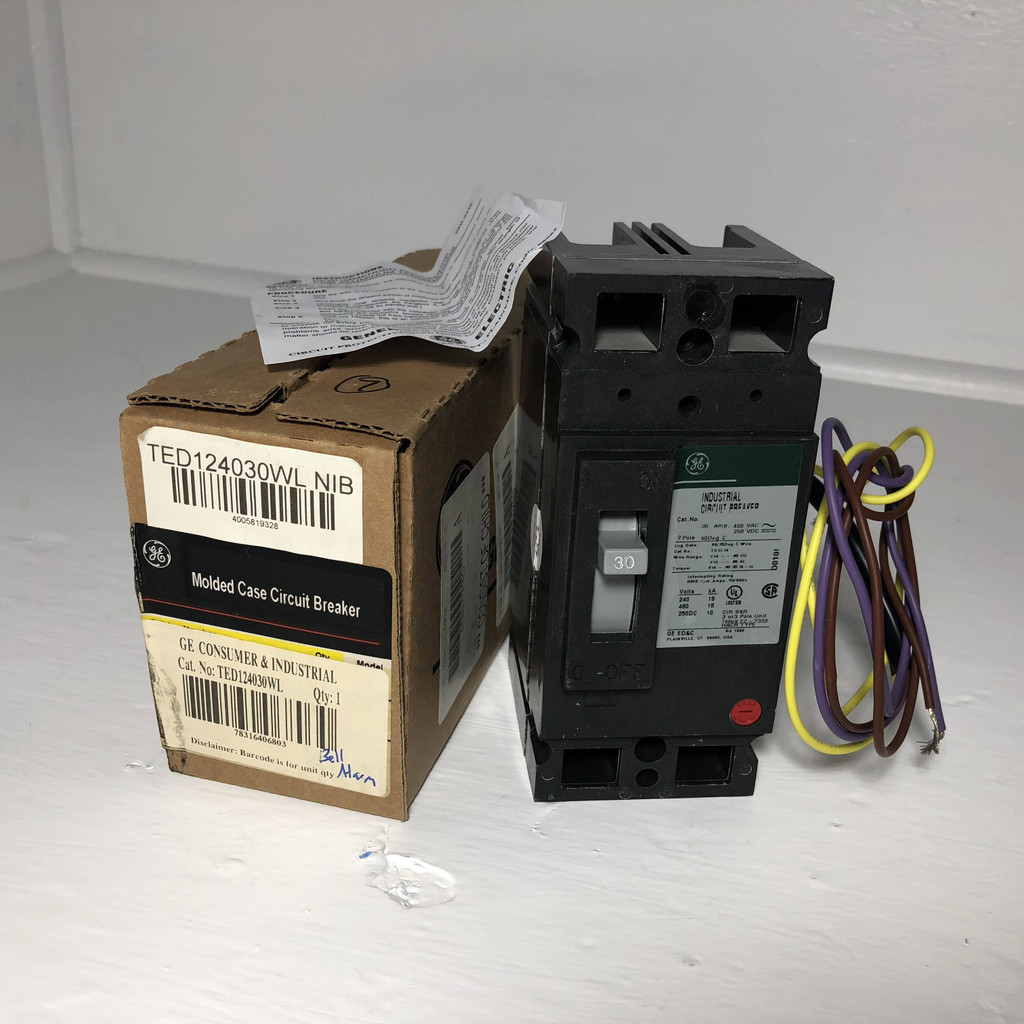 NEW GE TED124030WL 30A Circuit Breaker Bell Alarm General Electric NIB bad label (EM3100-1)