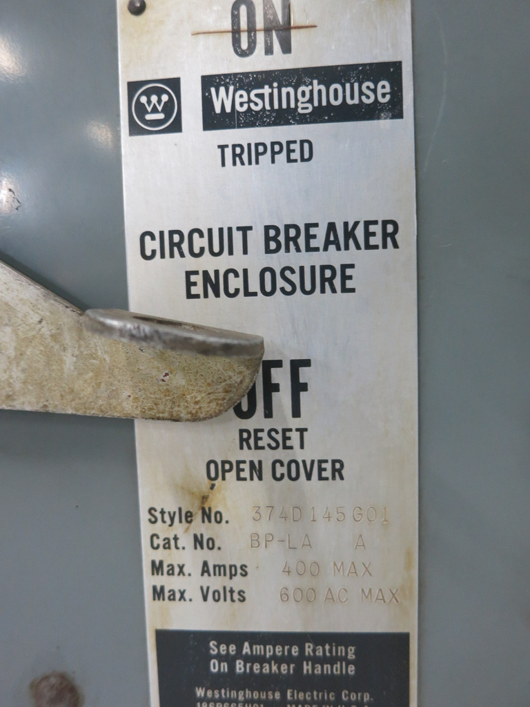 Westinghouse BP-LA 400A Breaker Bus Plug Switch 374D145G01 3PH 400 Amp w Neutral (DW1054-2)