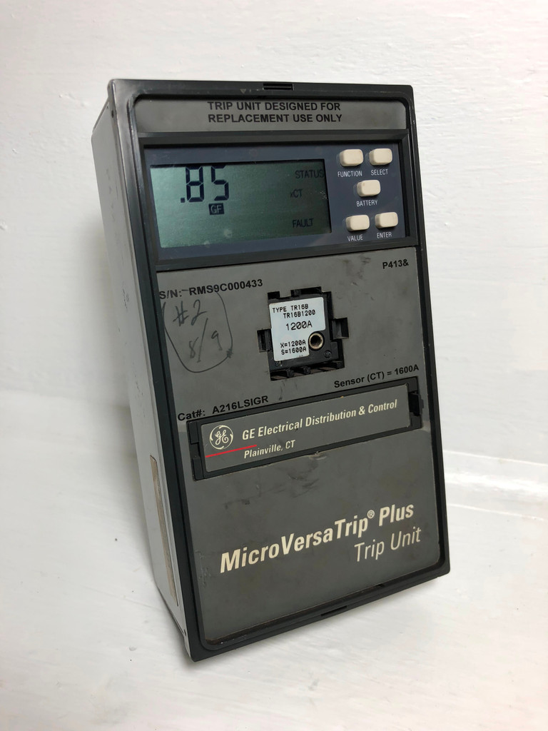 GE A216LSIGR 1600A MicroVersaTrip Plus Trip Unit w/ 1200 Amp Plug TR16B1200 LSIG (EM3140-1)