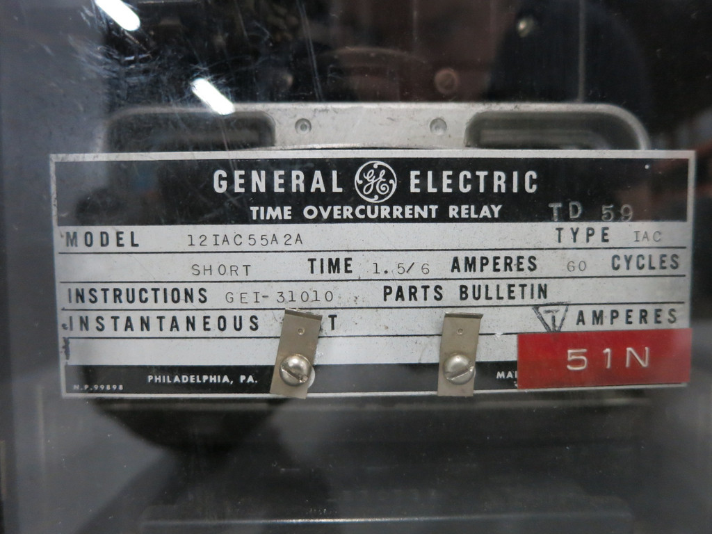 GE 12IAC55A2A Time Overcurrent Relay Type IAC 1.5/6 Amp General Electric 6A (DW1100-1)