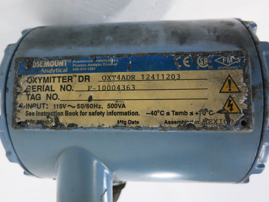 Rosemount OXT4ADR 12411203 Oxymitter DR 4000 Oxygen Probe Analytical 115V 500VA (DW1192-4)