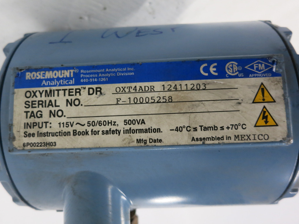 Rosemount OXT4ADR 12411203 Oxymitter DR 4000 Oxygen Transmitter w/ Probe 115V (DW1195-17)