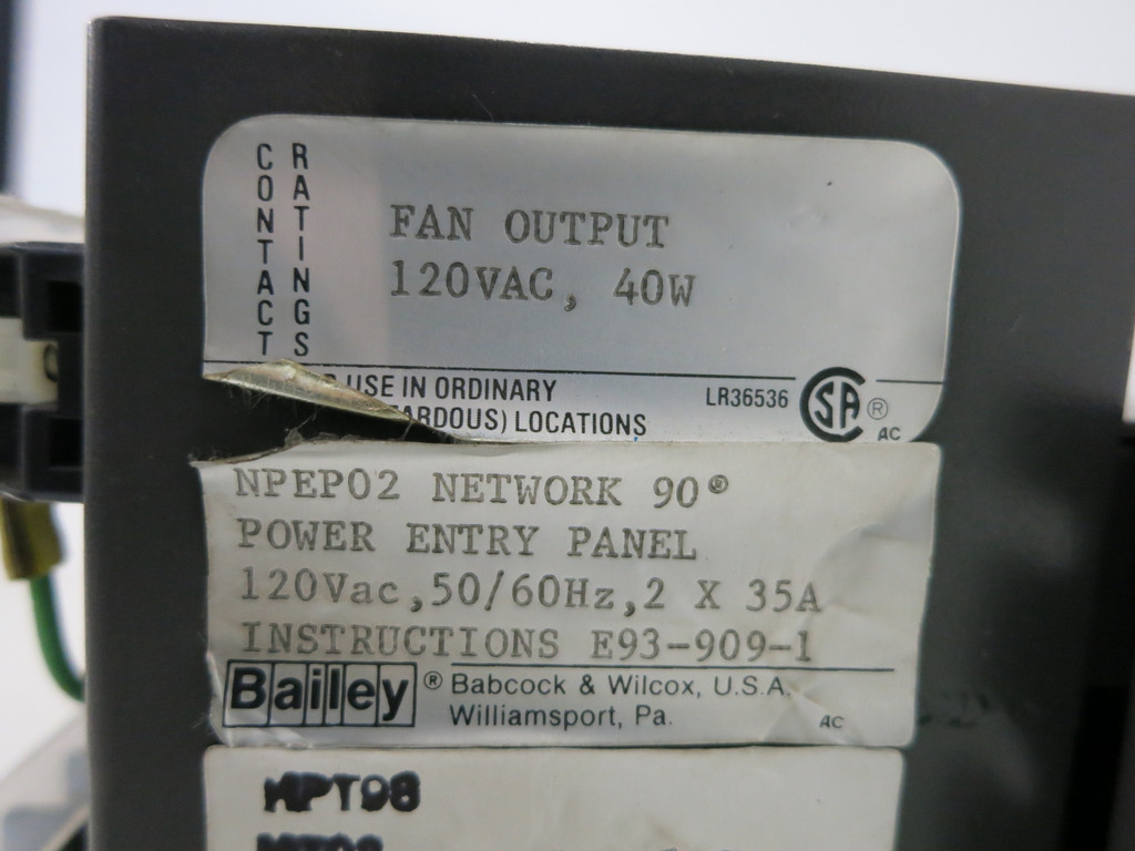 Bailey NPEP02 Network 90 Power Entry Panel Module Symphony infi90 ABB NPEP-02 (DW1295-1)