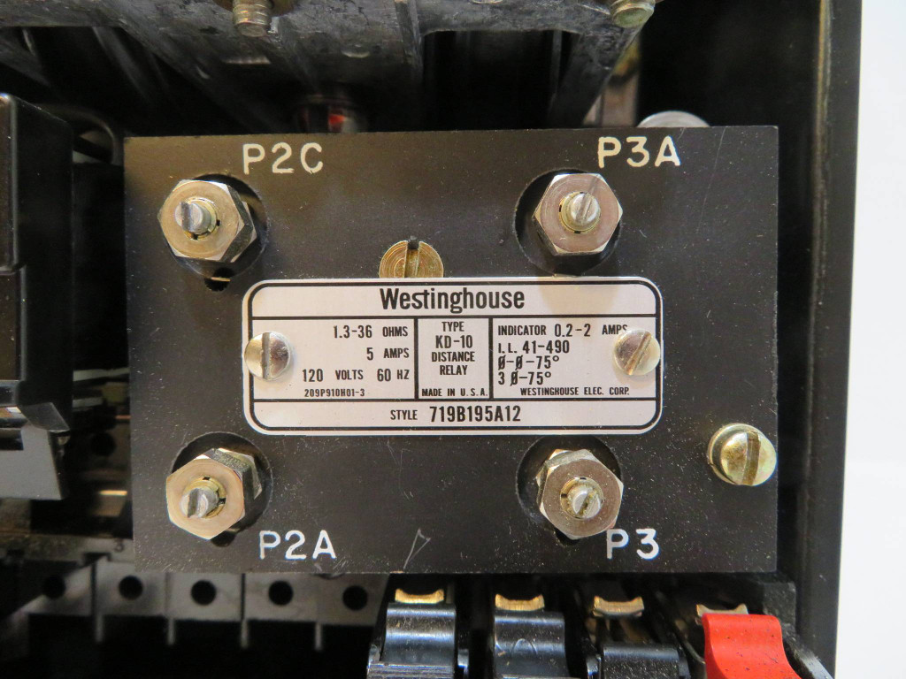 Westinghouse Type KD-10 Distance Relay Style 719B195A12 ABB KD10 41-490 .2-2 Amp (NP2208-2)