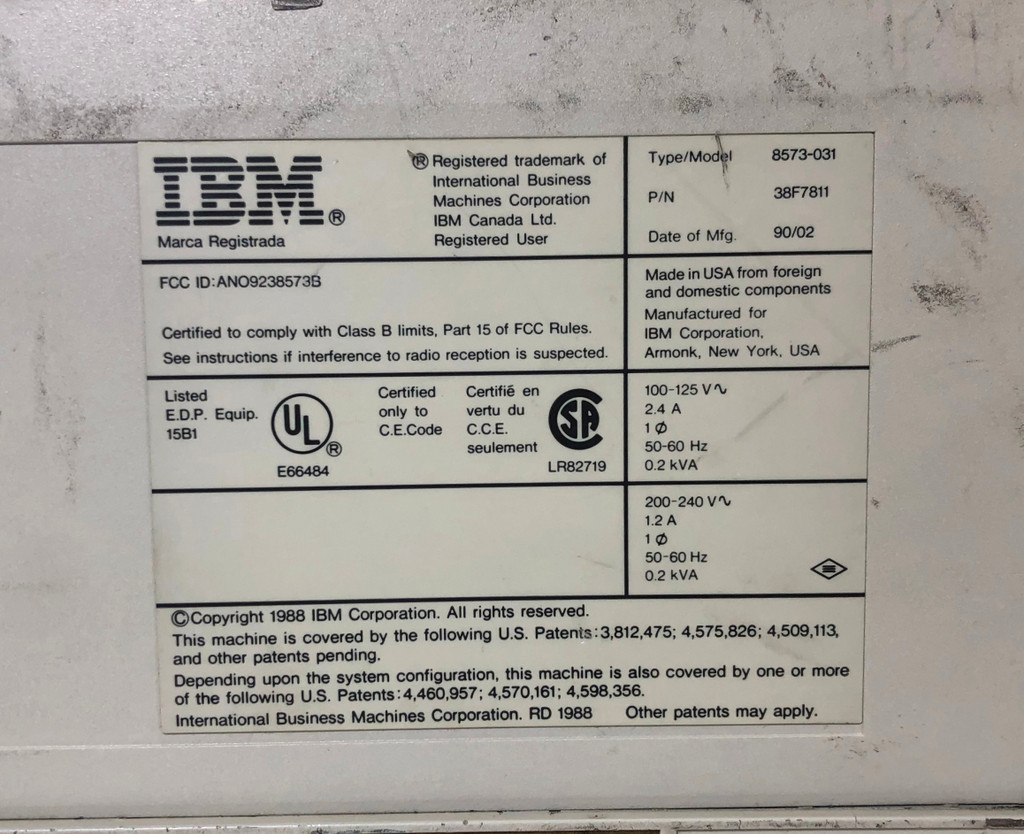 IBM Personal System 2 P70 386 8573-031 Terminal w/ Keyboard 38F7811 disk error (EM3464-1)