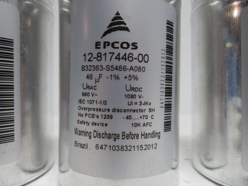 Lot of 5 EPCOS 12-817446-00 Capacitor B32363-S5466-A080 46 uF 580 V 1090 V (NP2292-7)