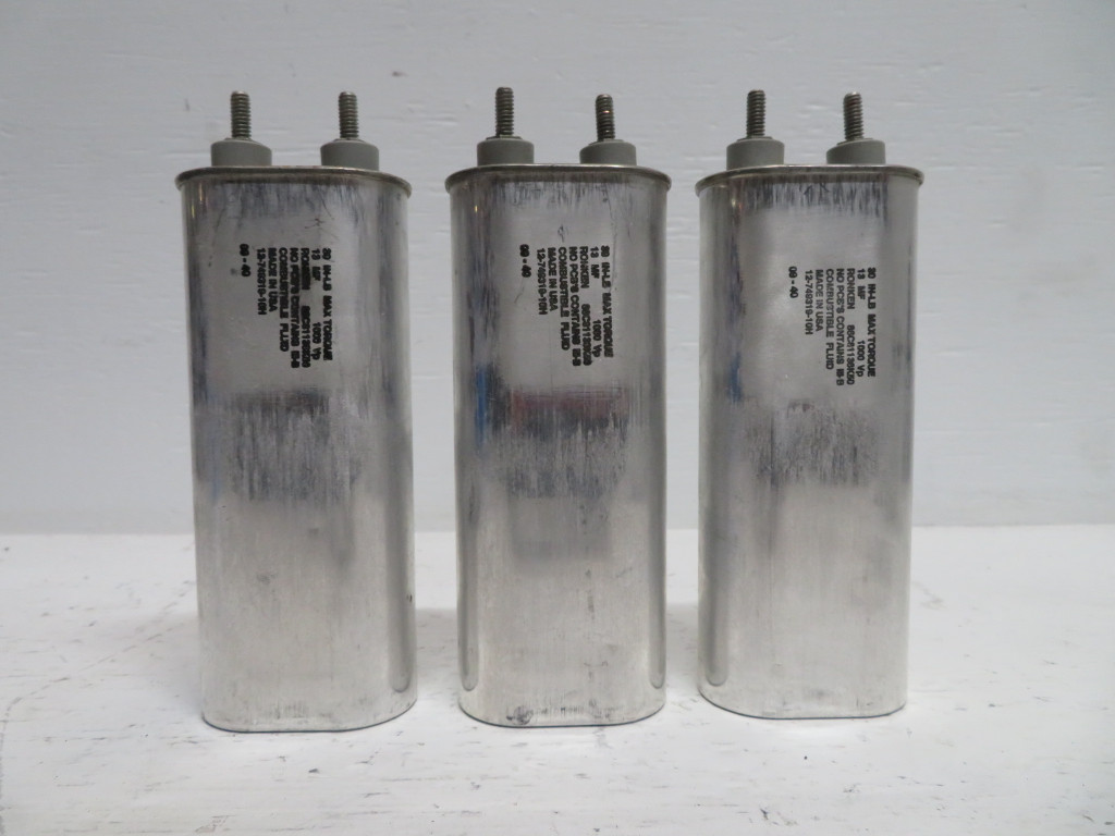 Lot of 3 Ronken 12-749319-10H Capacitor 88C81138K50 13 MF 1000 Vp 09-40 (NP2294-5)