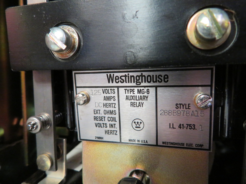 Westinghouse Type MG-6 Auxiliary Relay Style 288B978A15 WH MG6 125 V DC (NP2315-2)