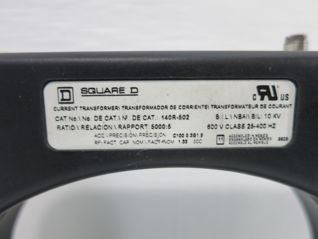 Square D 140R-502 CT Current Transformer Ratio 5000:5 Toroidal 140R502 5000:5A (DW1486-6)