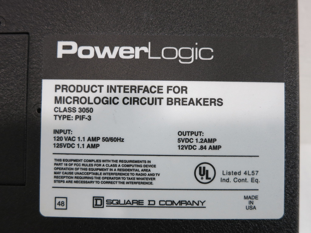 Square D 3050/PIF-3 PowerLogic Product Interface for Micrologic Circuit Breakers (DW1485-6)