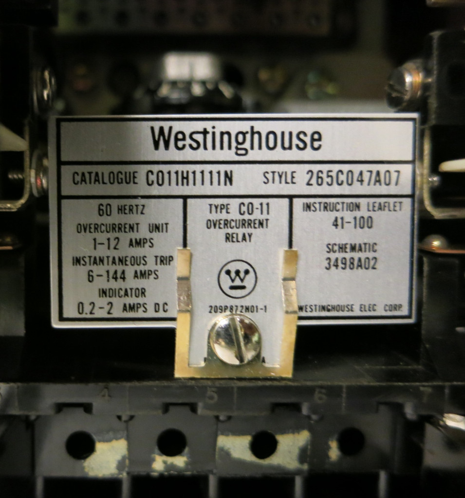 Westinghouse Type C0-11 Overcurrent Relay C011H1111N Style 265C047A07 WH (NP2313-1)