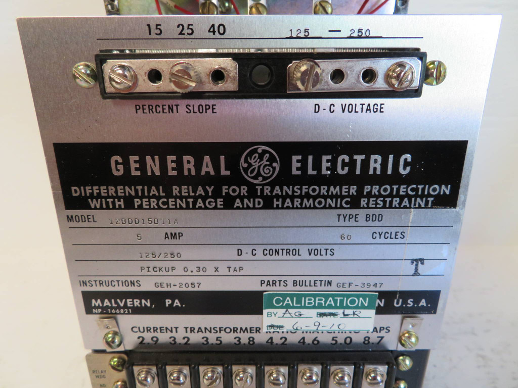 GE 12BDD15B11A Differential Relay Transformer Protection Harmonic Restraint BDD (NP2321-3)