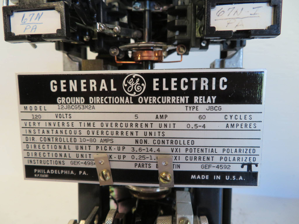 General Electric 12JBCG53M2A Ground Directional Overcurrent Relay GE 120V JBCG (NP2322-1)
