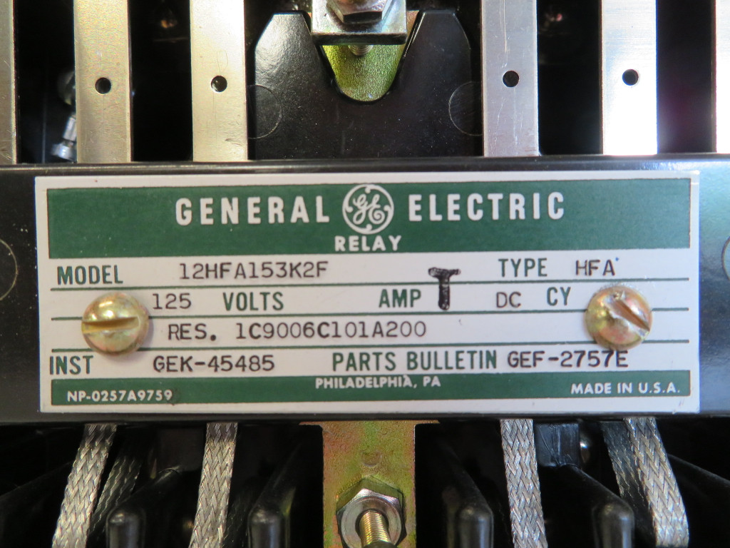 General Electric 12HFA153K2F Relay Type HFA GE 125V- DC GE 12HFA-153K2F (NP2341-1)