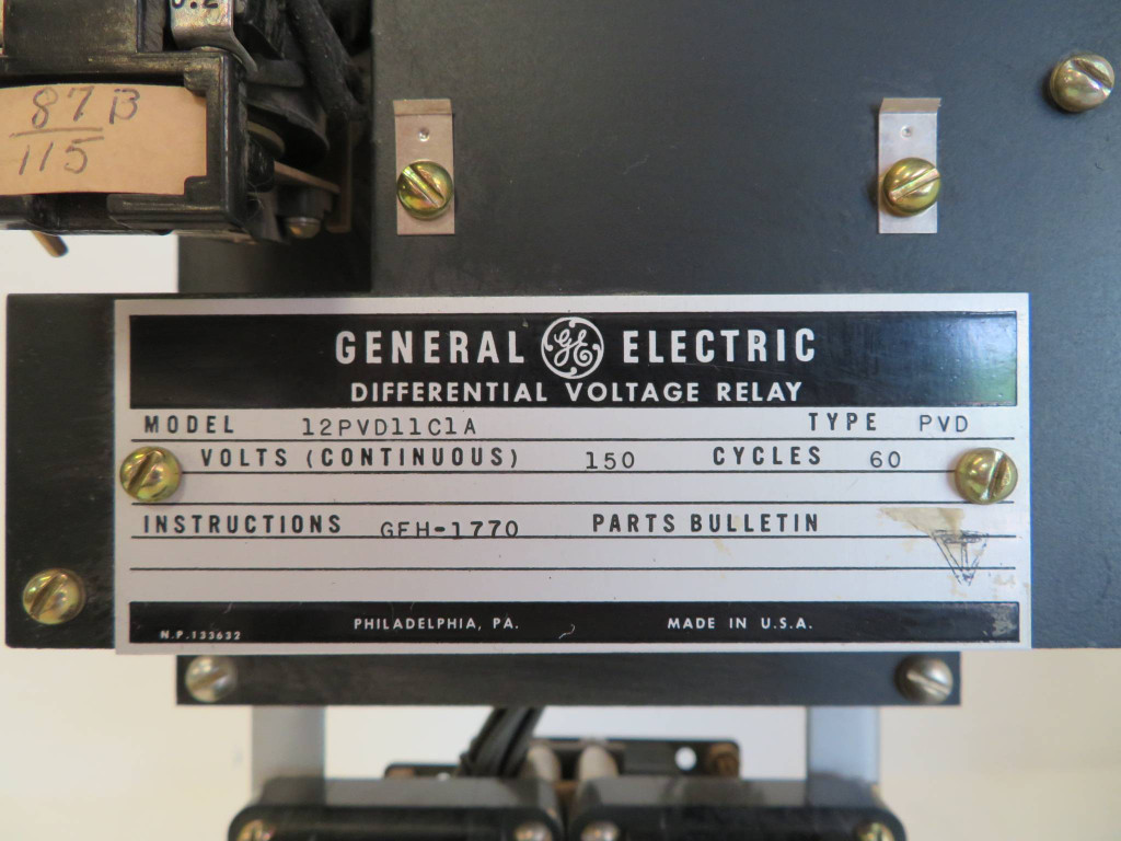 General Electric 12PVD11C1A Differential Voltage Relay PVD 60 Hz 150 V GE 12PVD (NP2367-2)