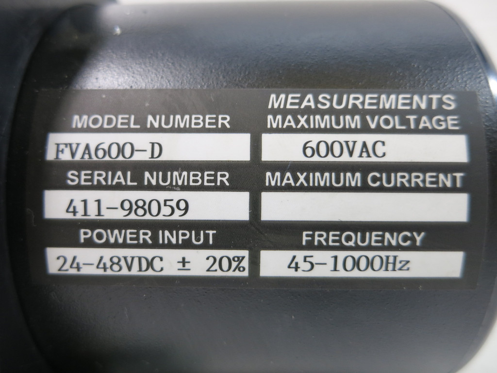 Electro Industries FVA600-D AC Volts Panel Meter 600Vac 24-48Vdc 45-1000Hz (TK5024-1)