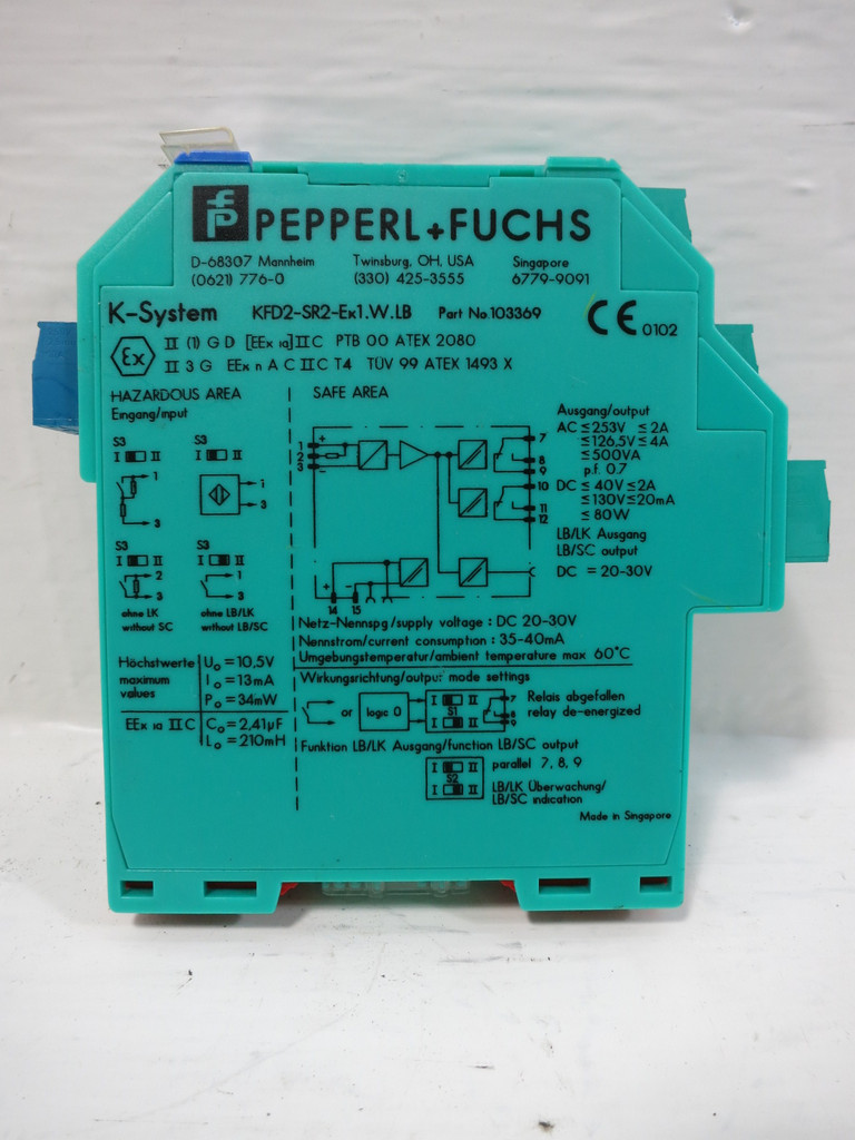 Pepperl + Fuchs KFD2-Sr2-Ex1.W.LB K-System Switch Amplifier P/N 103369 (TK5059-3)