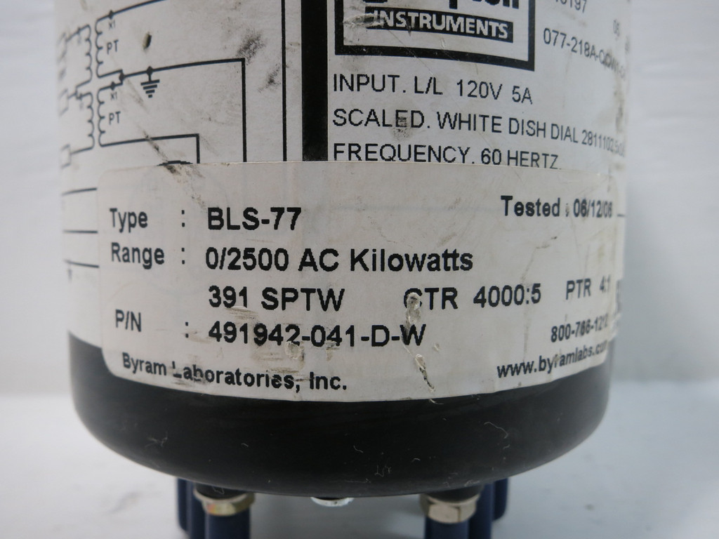 Asco 491942-041-D-W BLS-77 0/2500 AC Kilowatts Meter (TK5077-2)