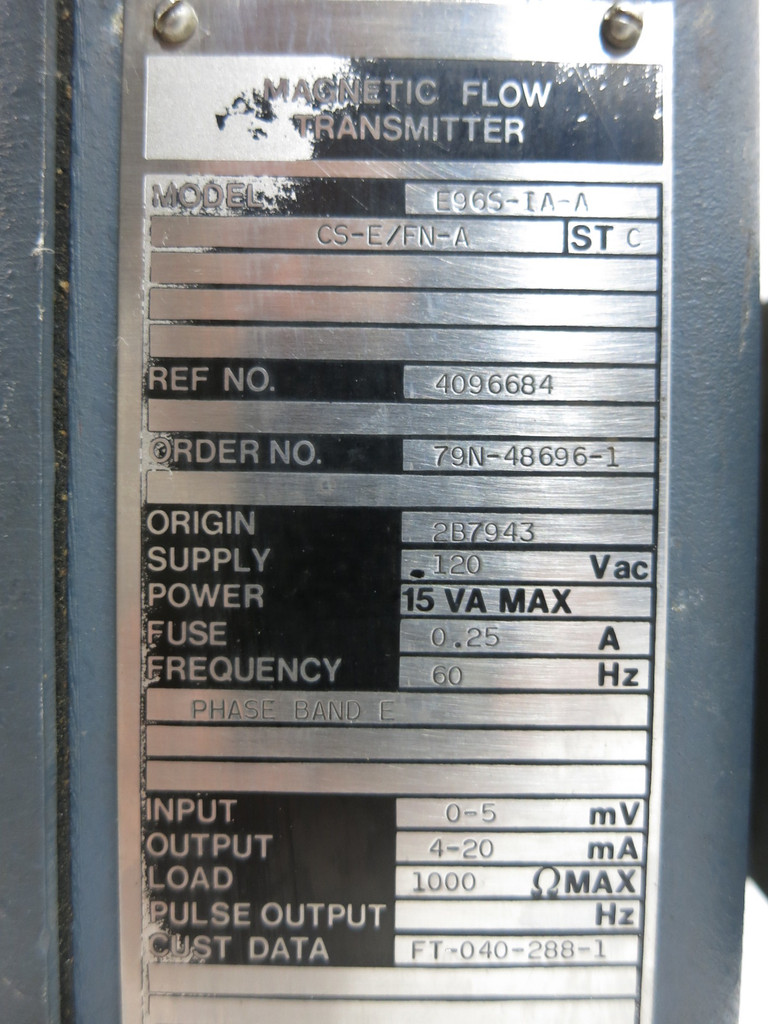 Foxboro E96S-IA-A-CS-E/FN-A Magnetic Flow Transmitter 120V 4-20ma (TK5229-1)