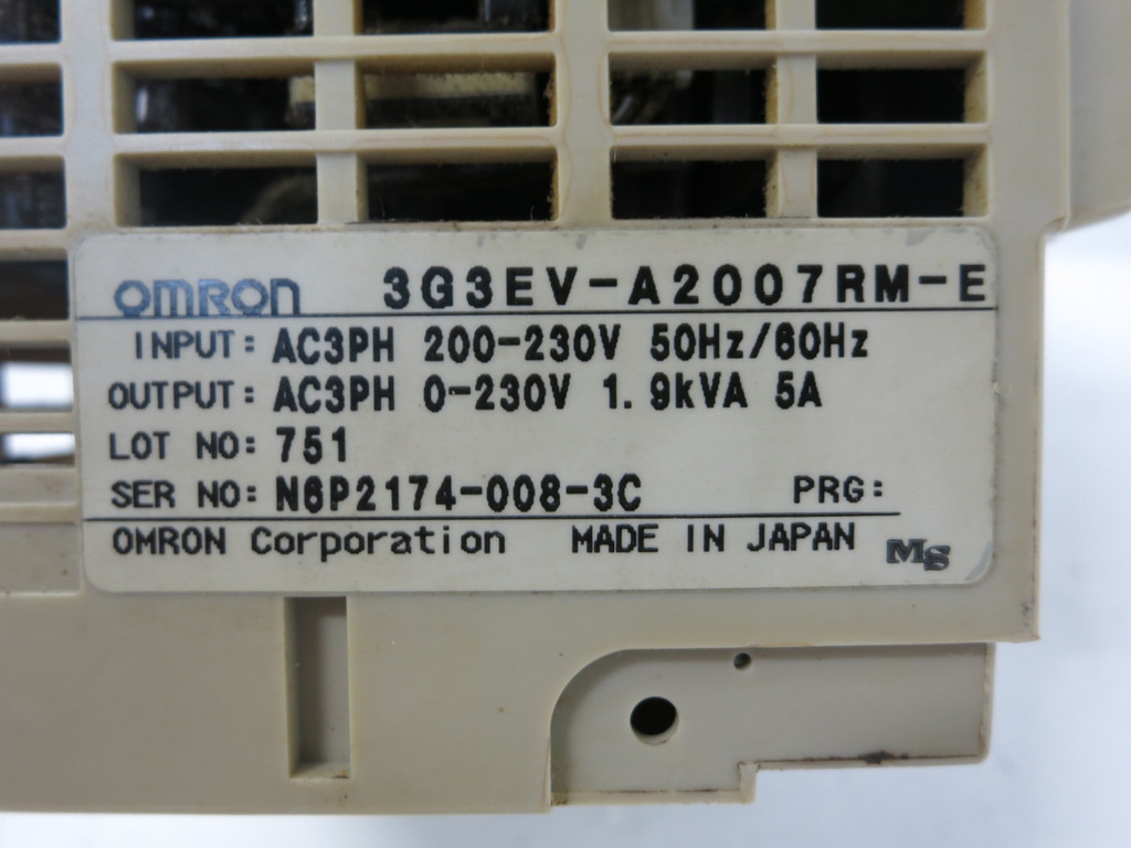 Omron Sysdrive 3G3EV-A2007RM-E 3G3EV Inverter Drive 0.5kW 5A 1.9kVA 230Vac (TK5288-14)