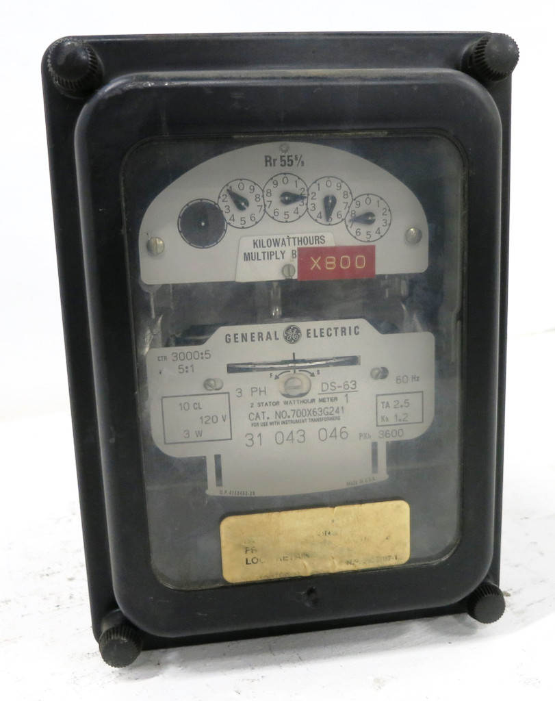 GE 700X63G241 2 Stator Watthour Meter Relay 3PH DS-63 Watt Hour 3000:5 5:1 120V (DW1771-2)