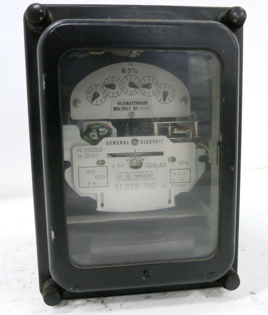 GE 706X68G801 2 Stator Watthour Meter Relay 3PH DSW-63 Watt Hour 2000:5 120V (DW1786-1)