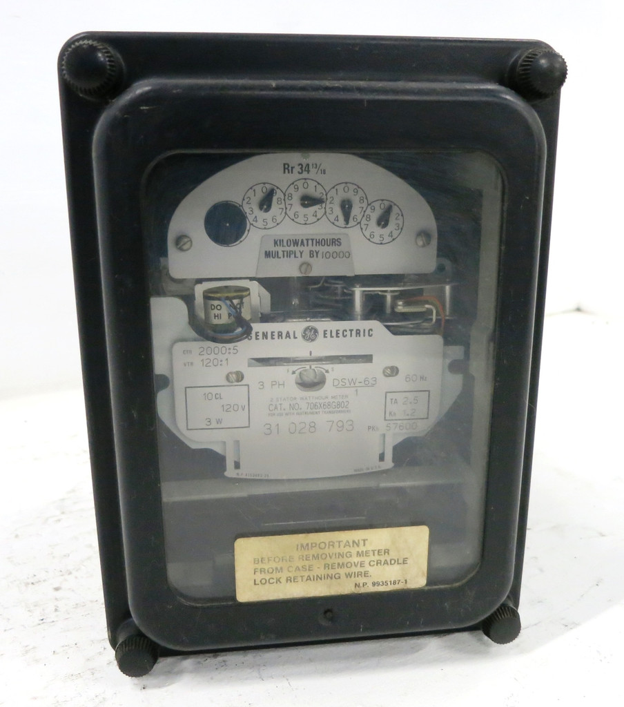 GE 706X68G802 2 Stator Watthour Meter Relay 3PH DSW-63 Watt Hour 2000:5 120V (DW1790-1)