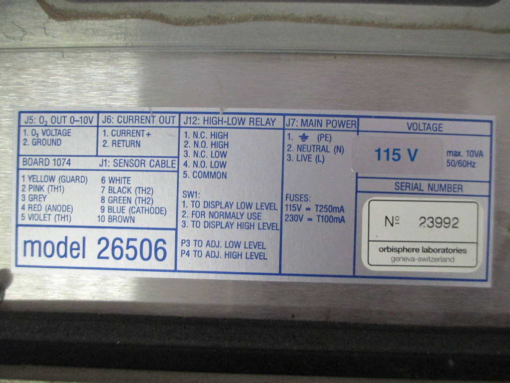 Orbisphere Laboratories Model 26506 Controller Ozone PPM Analyzer 115 VAC (EBI3245-2)