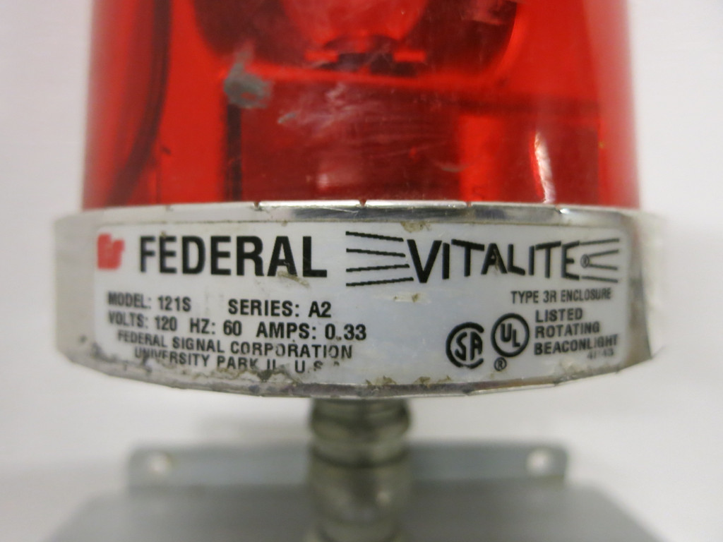 Federal-Vitalite 121S A2 3R Rotating Beacon Light 3R w Enclosure Contactor Relay (GA0199-1)