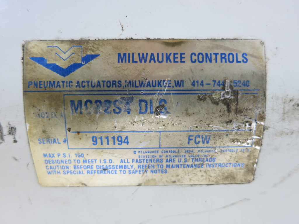 Milwaukee Controls MC22S4-DLS Pneumatic Valve Actuator 150 PSI LS4-2M0190CS (DW2380-3)