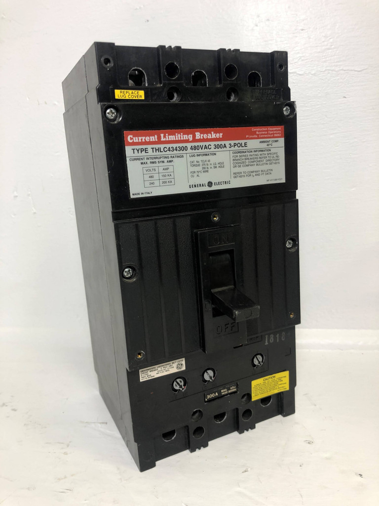 GE THLC434300 300A Current Limiting Circuit Breaker 300 Amp 480 General Electric (EM4016-7)