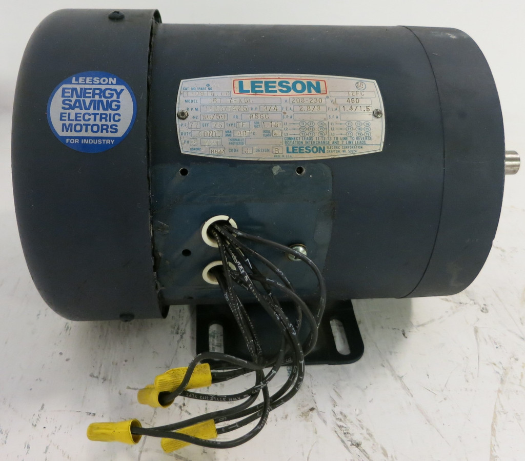 Leeson Industrial Motor 0.75HP 110916.00 1725/1425 RPM  Frame D56C TF C6T17FK5C (GA0343-1)