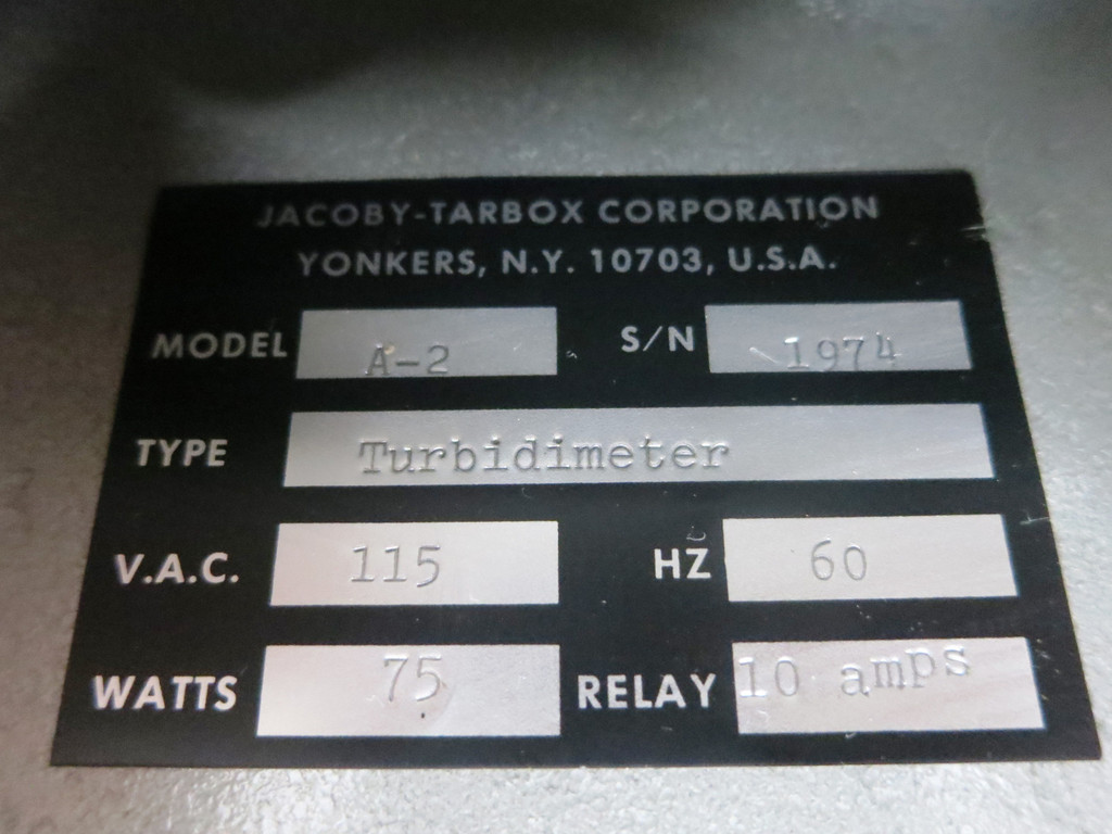 NEW Jacoby Tarbox Model A-2 Turbidimeter Turbidity Indicator 100-0 115V 75W (DW2868-1)