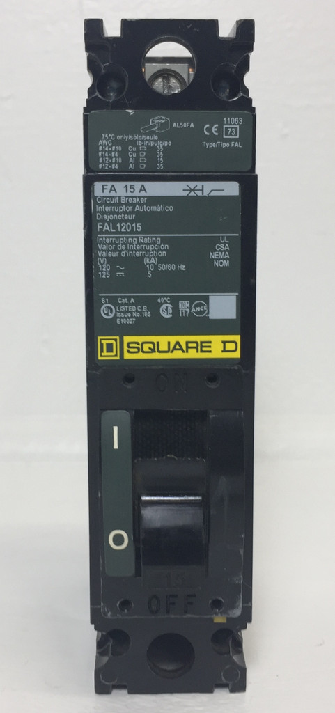 Square D FAL12015 15A Circuit Breaker Green Label 120 VAC 1 Pole FAL 15 Amp 1P (EM4138-1)