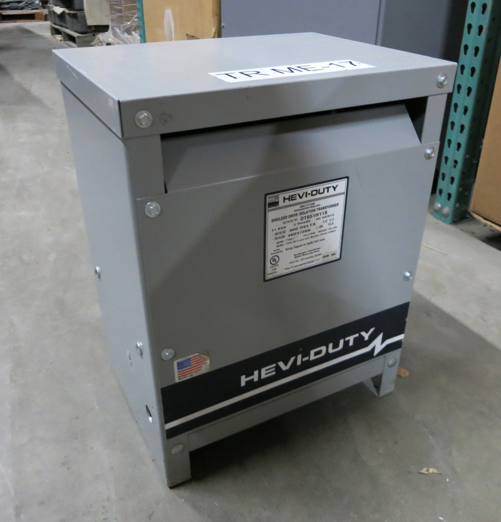 Hevi Duty 11 KVA 460 Delta to 460Y/266 3PH Drive Isolation Transformer DT651H11S (DW3382-1)