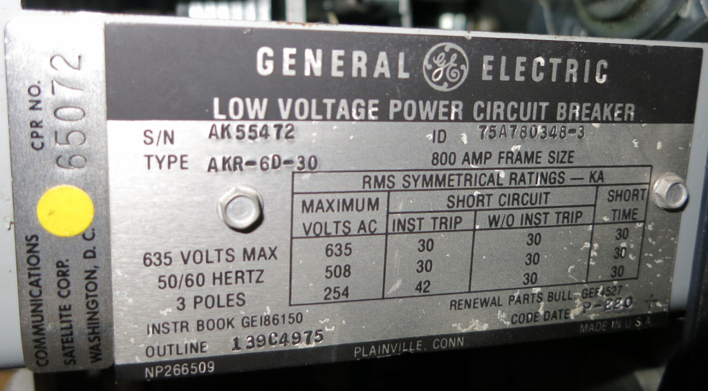 GE AKR-6D-30 800 Amp Breaker w MicroVersaTrip TA9VT20MA1 EO LS w Aux and Shunt (GA0658-11)