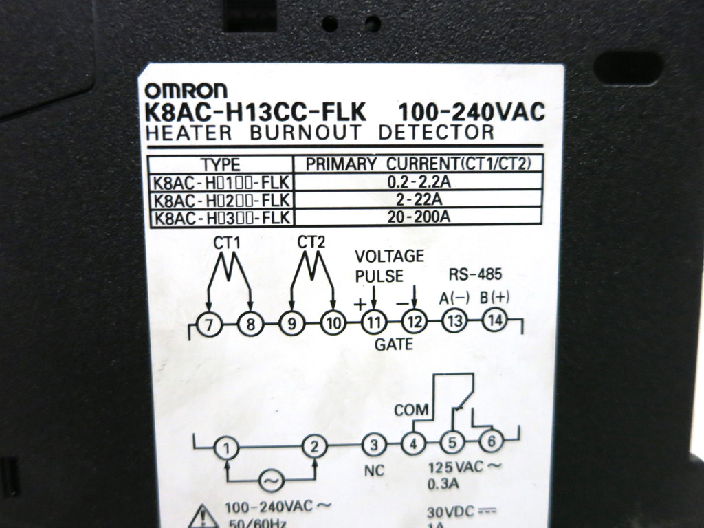 Omron K8AC-H13CC-FLK Heater Burnout Detector 100-240 VAC K8ACH13CCFLK (DW3710-8)