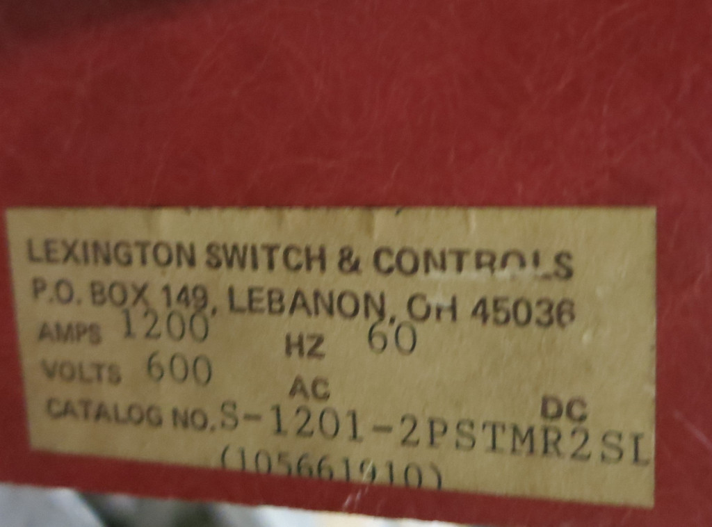 Lexington Switch & Controls S-1201-2PSTMR2SL 1200 Amp 600V 60Hz 105661910 (GA0774-5)