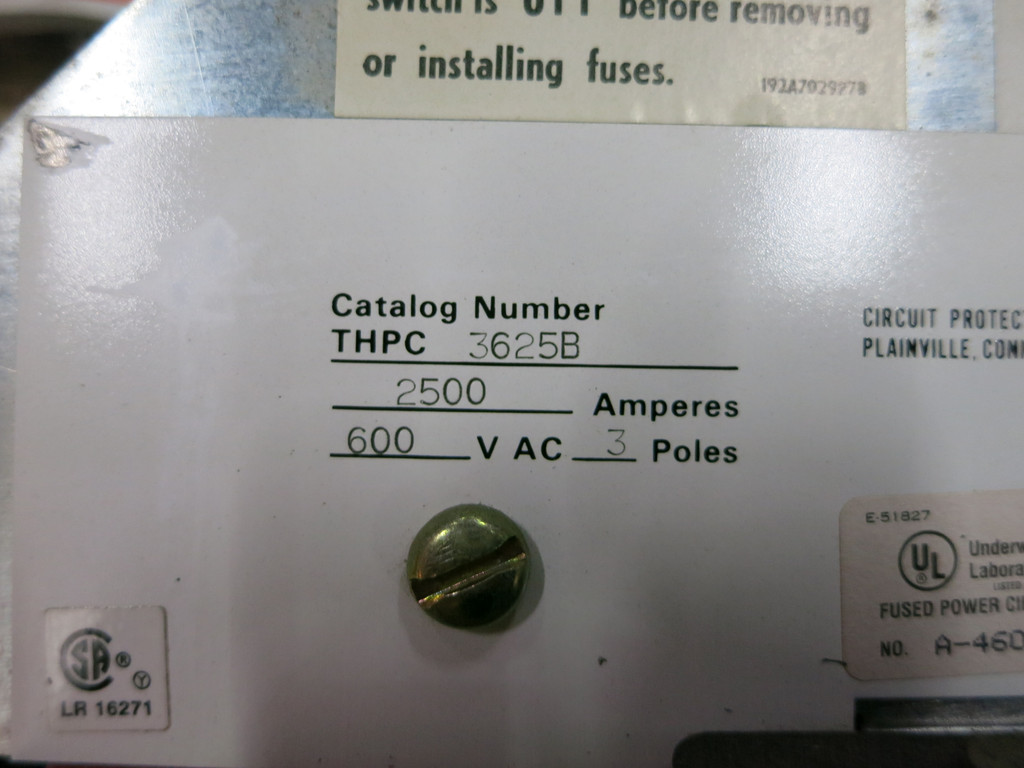 GE THPC3625B 2500A 600V High Pressure Contact Switch HPC 2500 Amp THPC3625 THPC (DW3815-1)