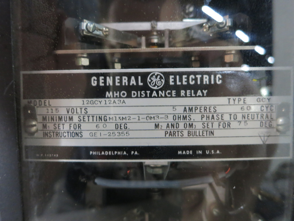 GE 12GCY12A3A MHO Distance Relay Type GCY 115V 5A General Electric (DW4072-1)