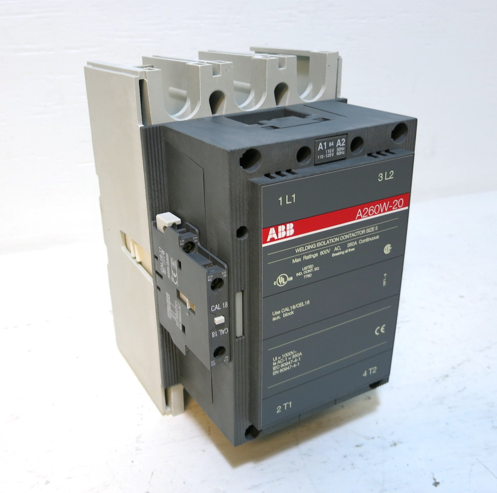 NEW ABB A260W-20-11-84 Size 5 Welding Isolation Contactor 2 Pole 350A 120V Coil (DW4158-1)