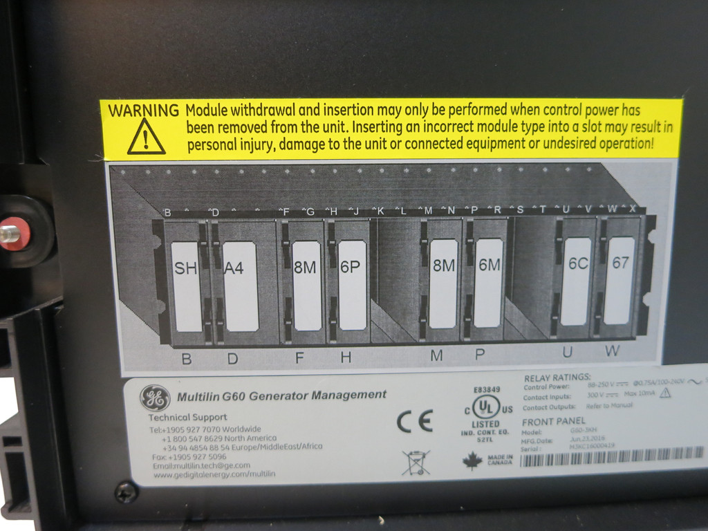 GE Multilin G60 Generator Protection System UR PLC Rack w Display Panel NO PLCS (DW4276-1)